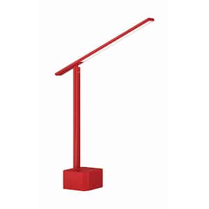 Kovacs 14.25 in. Red Contemporary Rechargeable LED Table Lamp for Home Office or Living Room with Red Metal Shade