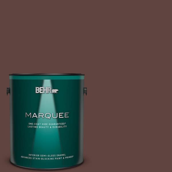 BEHR MARQUEE 1 gal. #MQ1-54 Death by Chocolate One-Coat Hide Semi-Gloss Enamel Interior Paint & Primer