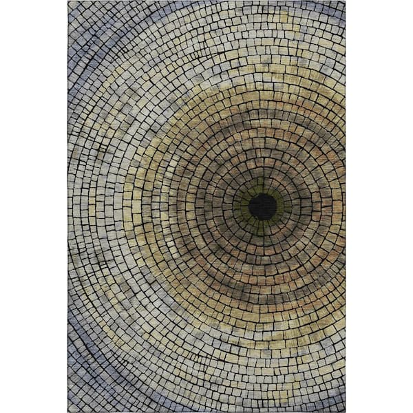 Mayfield Premium Machine Washable Abstract AMF2524 Gold 10 ft. x 14 ft. Area Rug