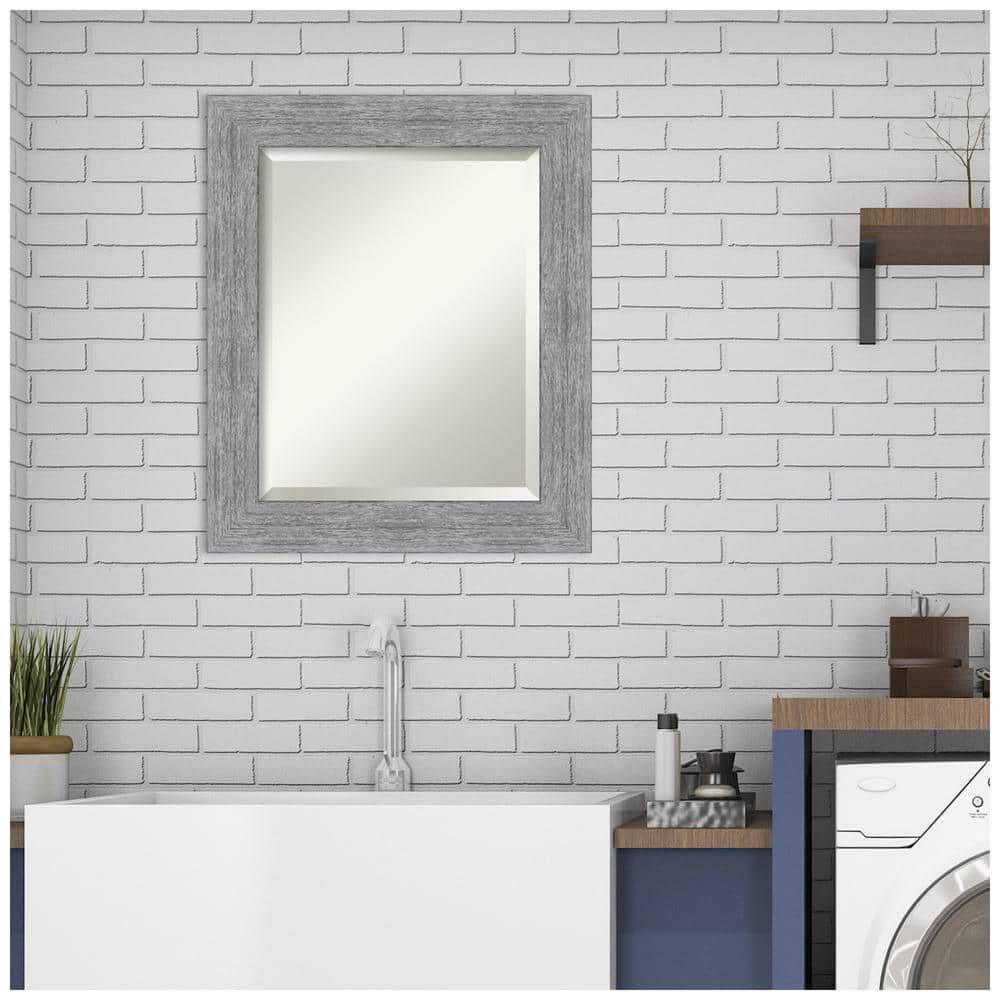 Bark Rustic Char Bronze-Toned Wood Framed Beveled Mirror 21x25 in