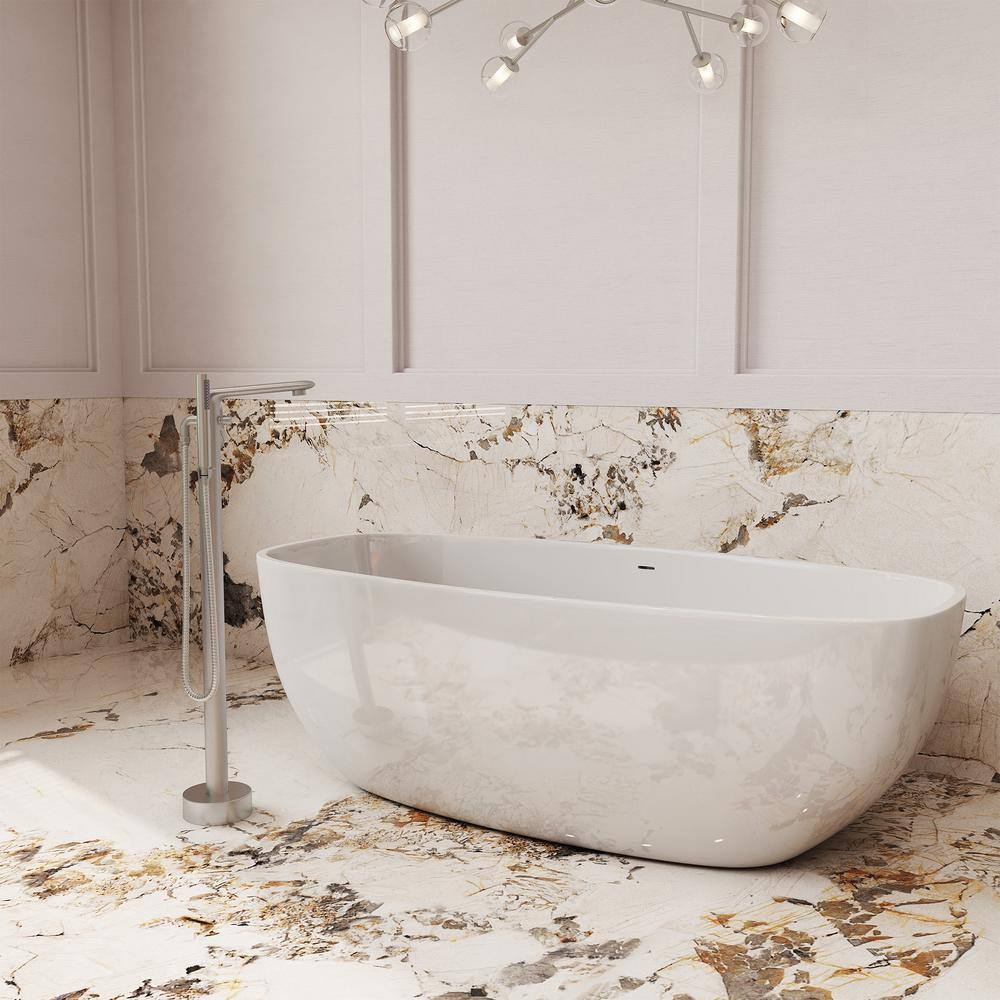 Brushed Nickel Freestanding Bathtub Faucet with Handshower
