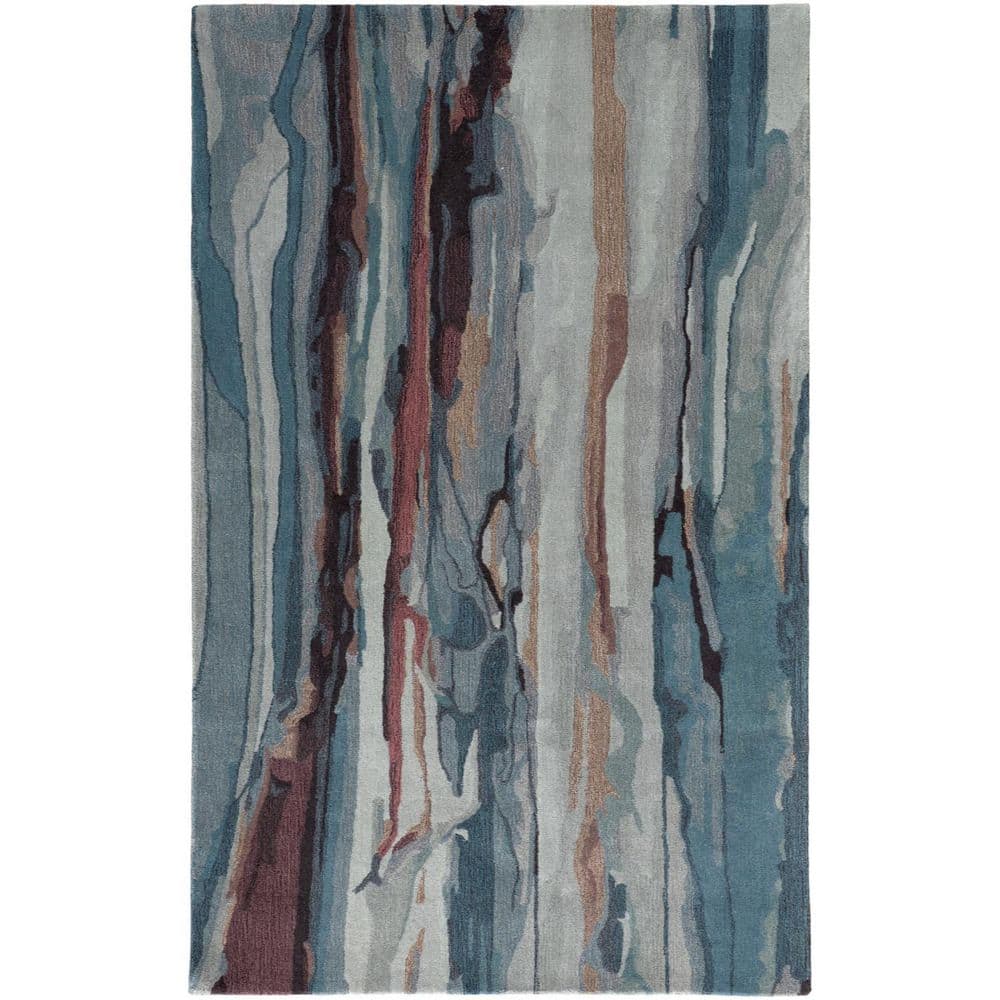 Blue, Orange 5 ft. x 8 ft. Tufted Abstract Wool Indoor Area Rug price history on PriceWatchPro