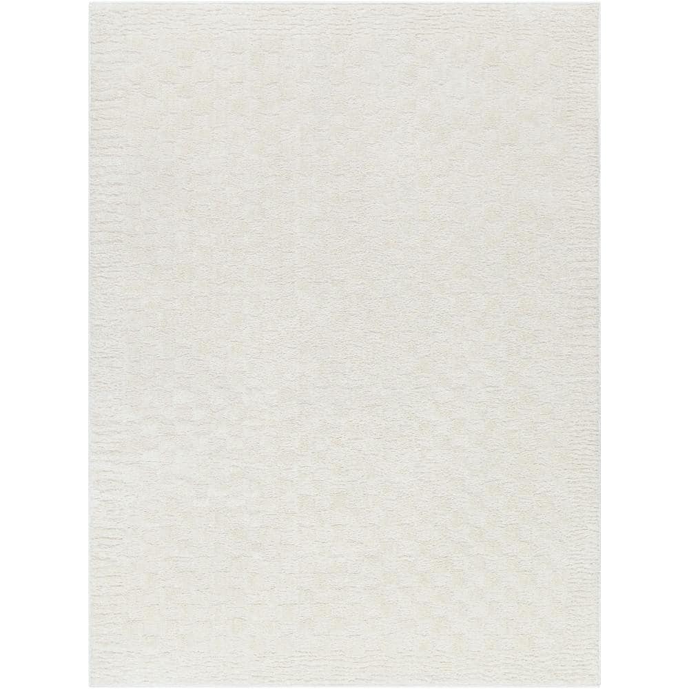 Livabliss Freud Modern Checkerboard Area Rug 7 10  x 10  Cream