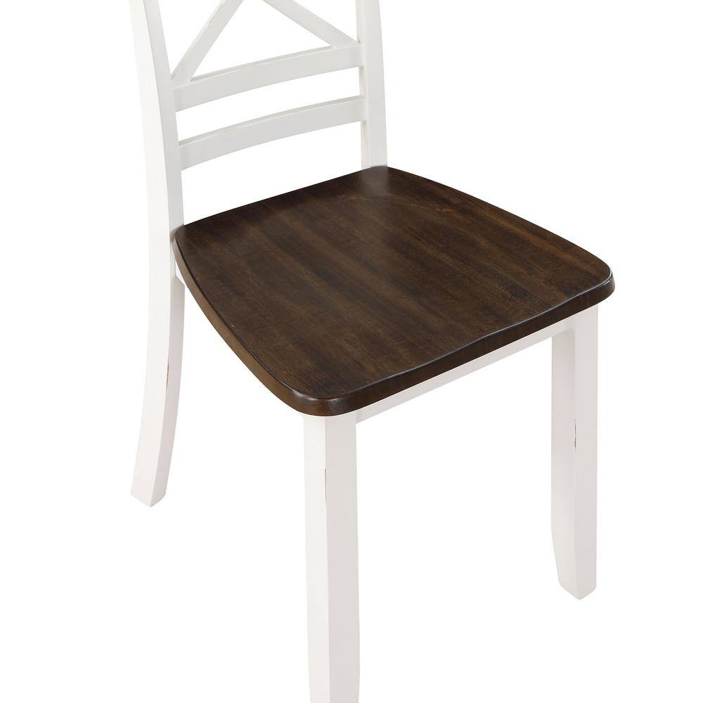 Rustic Brown and White Solid Wood 5-Piece Dining Set