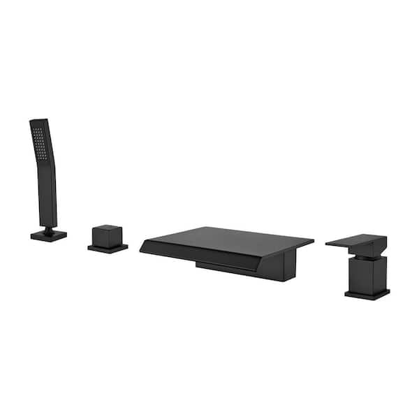 cobbe Single-Handle Tub-Mount Tub Faucet with Hand Shower in Black