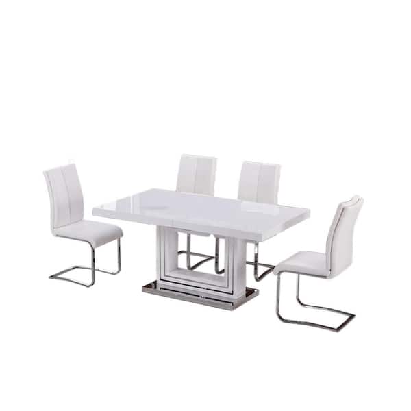 Best Master Furniture Dominga 5-Piece White Rectangular Dining Set