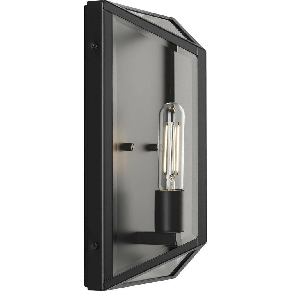 Matte Black Steel Outdoor Wall Lantern with Clear Glass