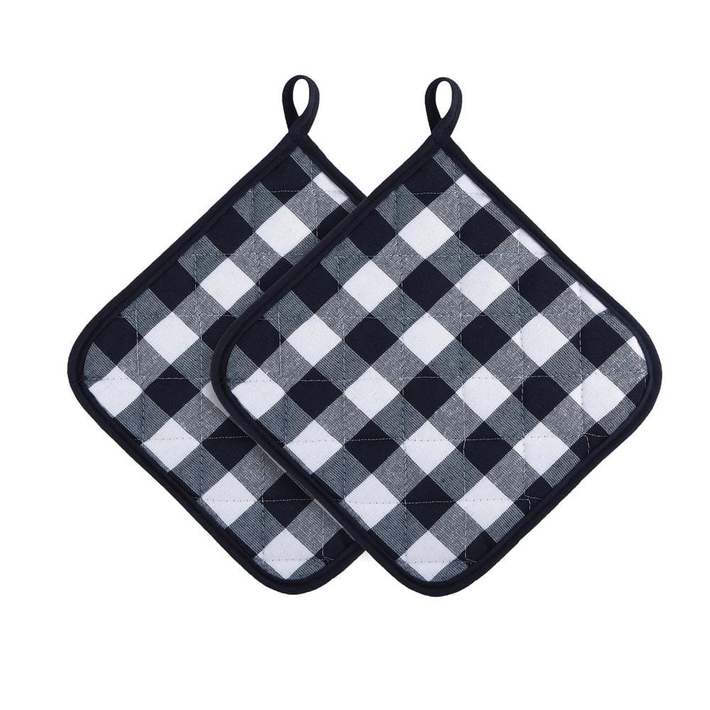 ACHIM Buffalo Check Polyester/Cotton Black/White Pot Holders (2-Pack)  BCPOTHBW36 - The Home Depot