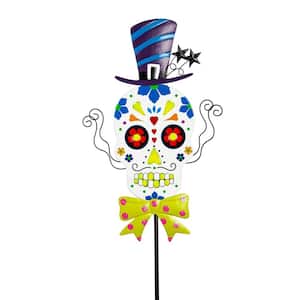 Skull with Hat 40 in. Glow in the Dark Garden Stake