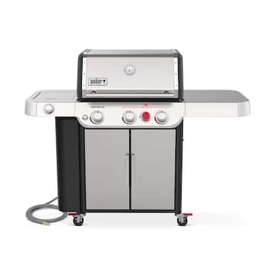 Genesis S-335 3-Burner Natural Gas Grill in Stainless Steel with Side Burner