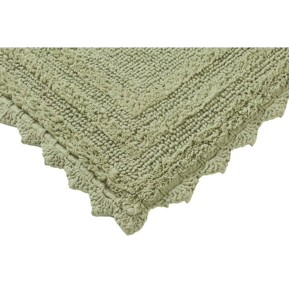 Sage Green Cotton Tufted Reversible Crochet Bath Rug 24" x 40"