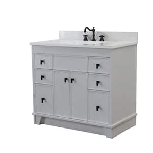 39 in. W x 22 in. D Single Bath Vanity in French Gray with White Engineered Quartz Vanity Top with White Rectangle Basin
