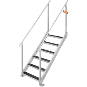 6-Step Dock Ladder 500 lbs. PontoonBoat Ladder w/Dual Handrails 43 in. to 51 in. Adjustable Height for Above Ground Pool