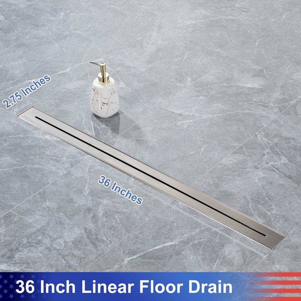 36-inch Brushed Nickel Stainless Steel Linear Shower Drain