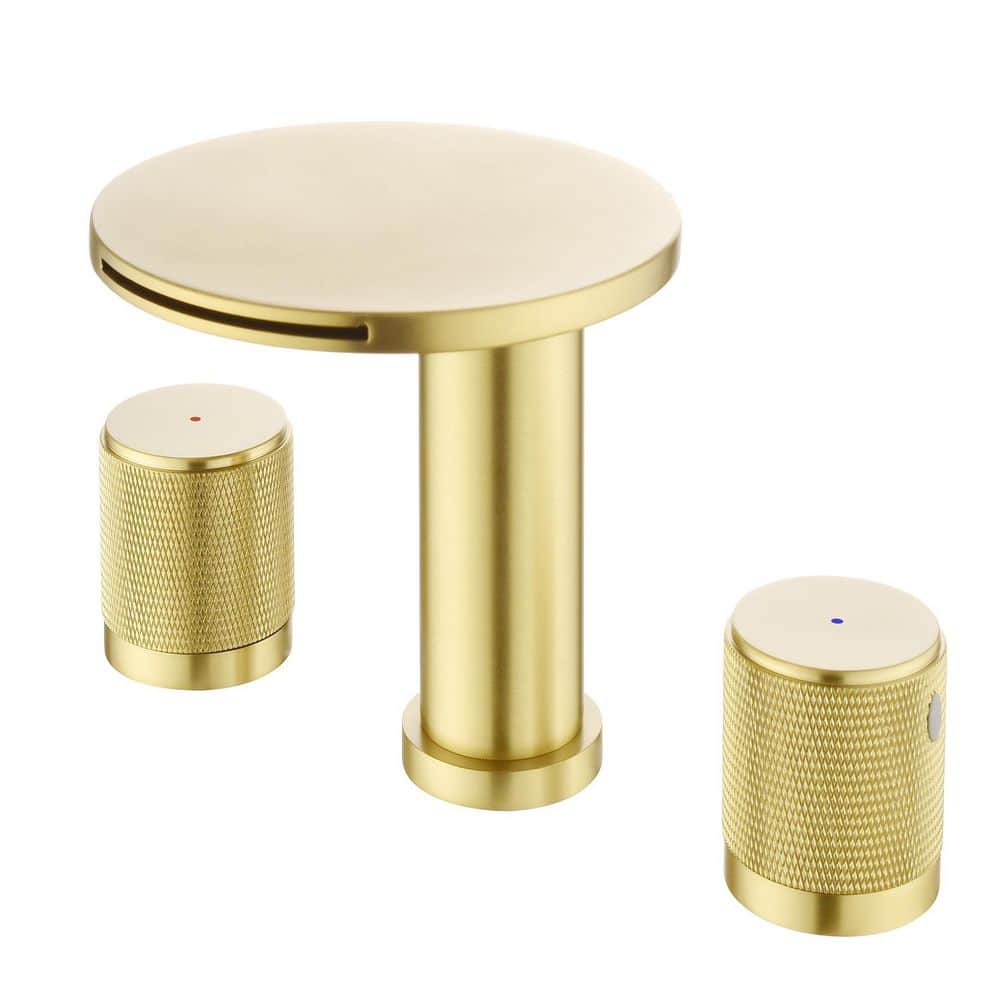 Modern 8 in. Waterfall Widespread 2-Handle Bathroom Faucet 3-Hole Bathroom Sink Faucet in Brushed Gold price history on PriceWatchPro