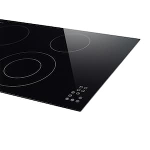 30 in. Smooth Surface Built-In Radiant Electric Cooktop in Black with 4 Elements including Dual Zone Element