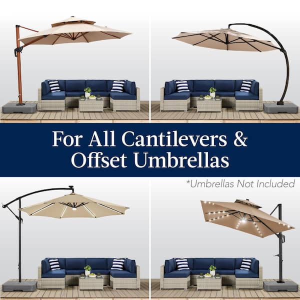 best to fill patio umbrella stand Best Choice Products 330lb Capacity Fillable Heavy-Duty Outdoor Cantilever Umbrella Base w/ Easy-Fill Spouts