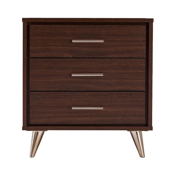 SEI FURNITURE Oren 3-Drawers Brown Bedside Table 21.5 in. H x 19.75 in ...