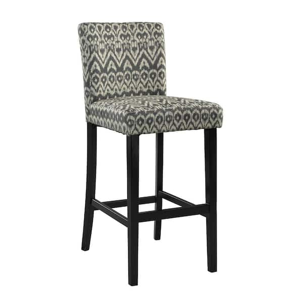 Linon Home Decor Iola 30" Driftwood Upholstered Back and Seat Barstool