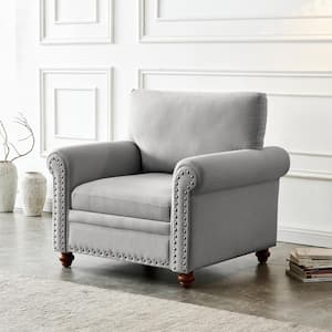 35.8 in. Flared Arm Fabric Rectangle Sofa in Gray with Solid Wood Legs and Removable Cushion Covers