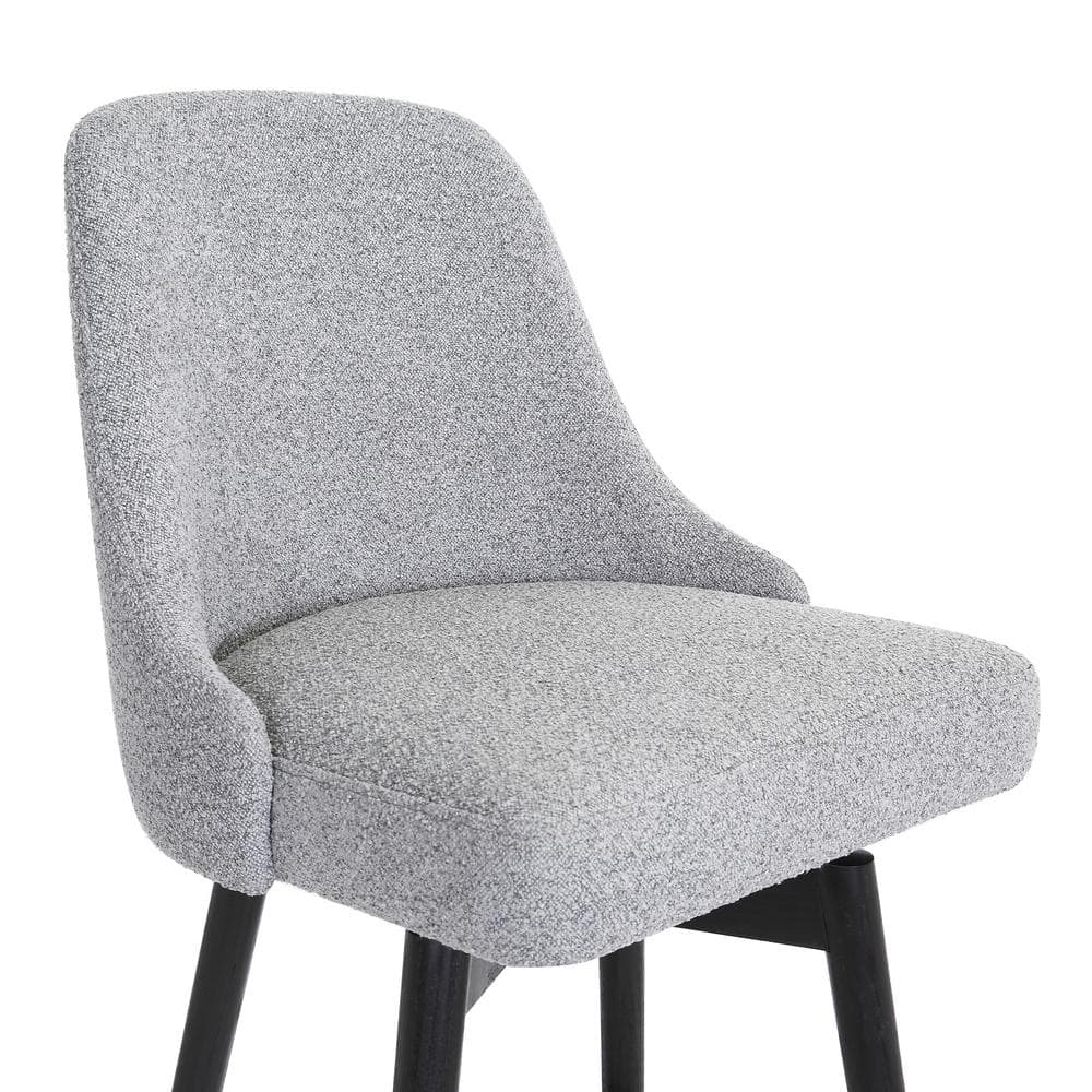 Sicily 26" Swivel Black Wood Counter Stool with Light Gray Fabric