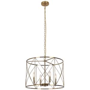 Calah 4-Light Aged Brass Candle Empire Chandelier for Kitchen Island with No Bulbs Included