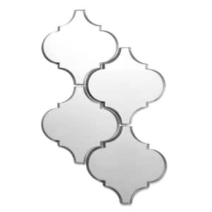 Reflections Silver Big Lantern Arabesque Mosaic 3 in. x 3 in. Glass Mirror Decorative Wall Tile Sample