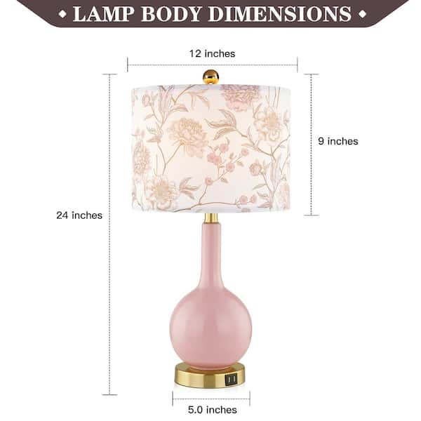 Cinkeda Gawronski 24 in. Pink Traditional Ceramic Table Lamp with