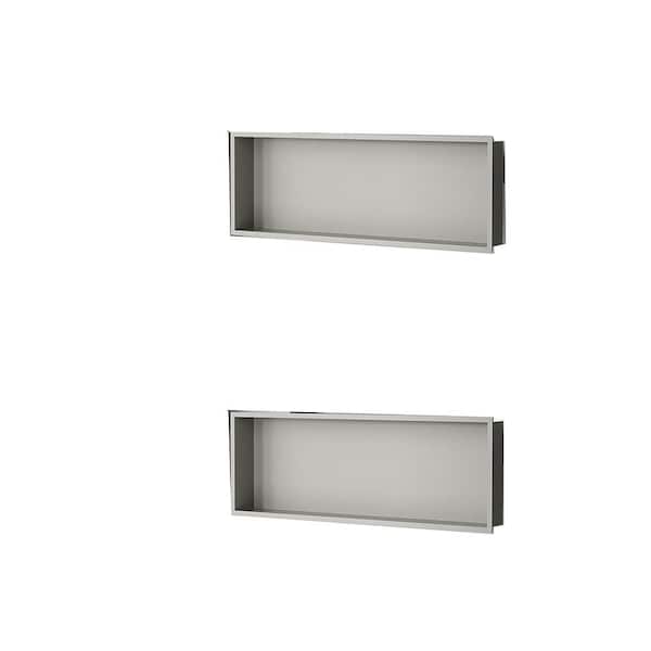 36 in. W x 12 in. H x 4 in. D Shower Niche Stainless Steel, Waterproof Rust-Resistant Niche in Pale Gray (Pack of 2)