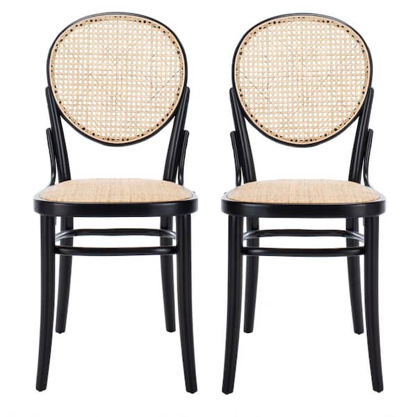 SAFAVIEH Sonia Black/Natural Cane Wicker Dining Chair (Set of 2)