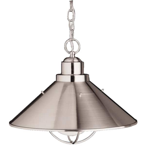KICHLER Seaside 1-Light Brushed Nickel Outdoor Porch Hanging Pendant Light (1-Pack)