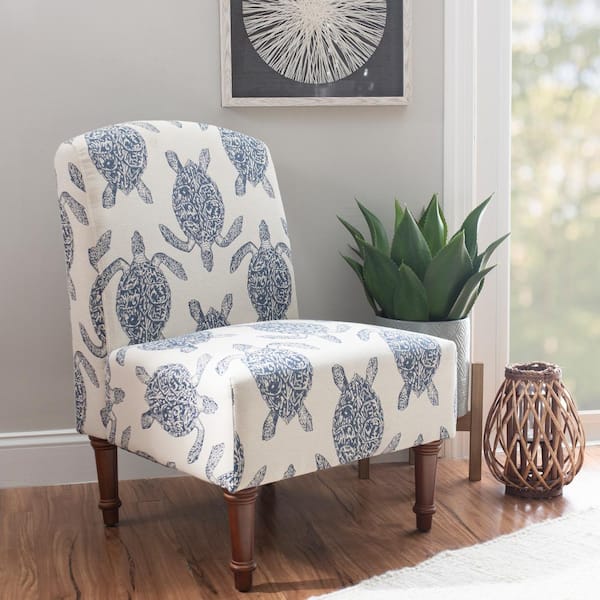 Powell Company Tenzin Accent Navy and Cream Fabric Side