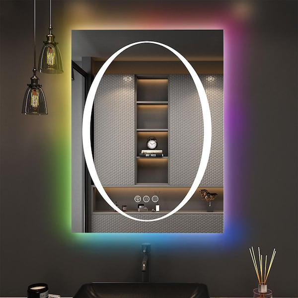 Apmir 24 in. W x 32 in. H Rectangular Frameless RGB Backlit, LED