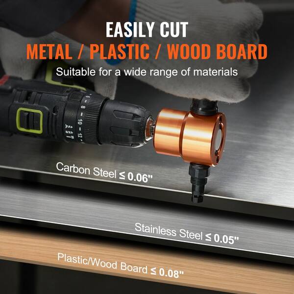 360 Degree Double Headed Sheet Metal Nibbler - Drill Attachment Cutter With Extra Punch And Die
