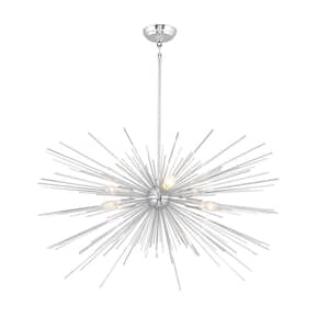 6-Light Chrome Assembled Sputnik Chandelier