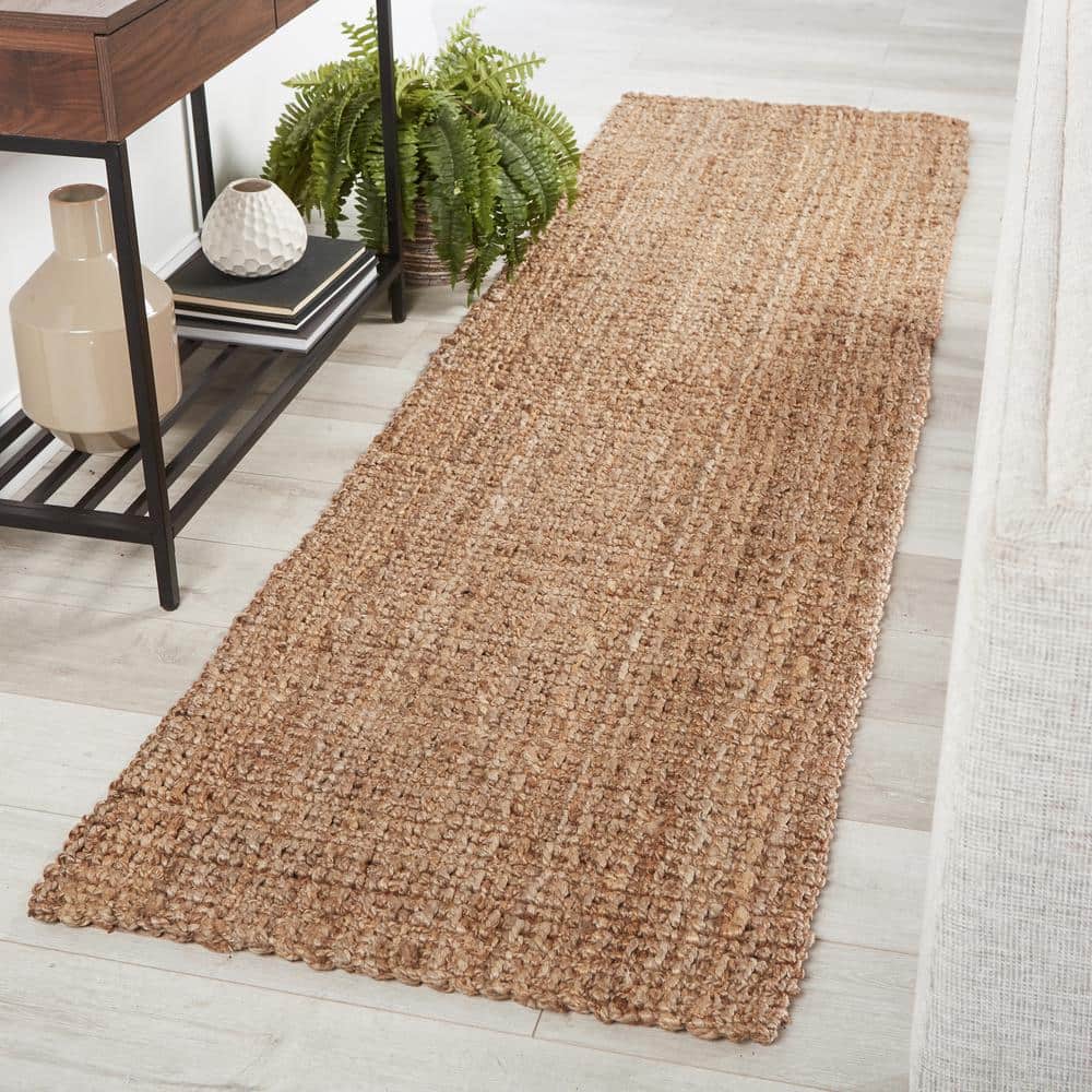 Hand-Spun Coastal Jute Runner Rug in Warm Taupe 2'6"x9'