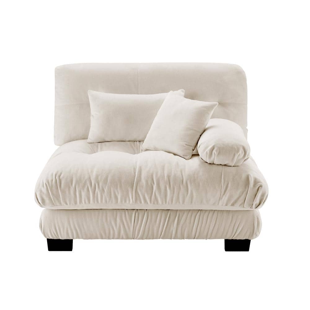 27 Collection 47 in. Armless Chenille Rectangular Sofa with 2 Pillows in Light Coffee durable construction price history on PriceWatchPro