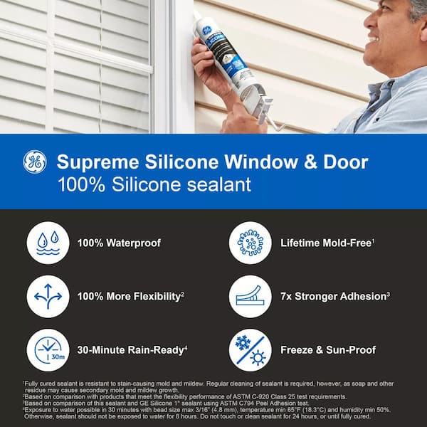 Supreme Silicone Caulk 10.1 oz Window and Door Sealant Black