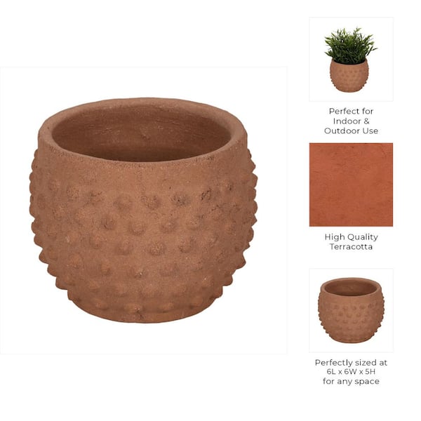 Liv & Skye Red Ceramic Bubble Raised Dot Design Decorative Planter