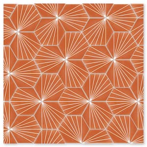 Spark C Tangerine 8 in. x 9 in. Cement Handmade Tile Sample