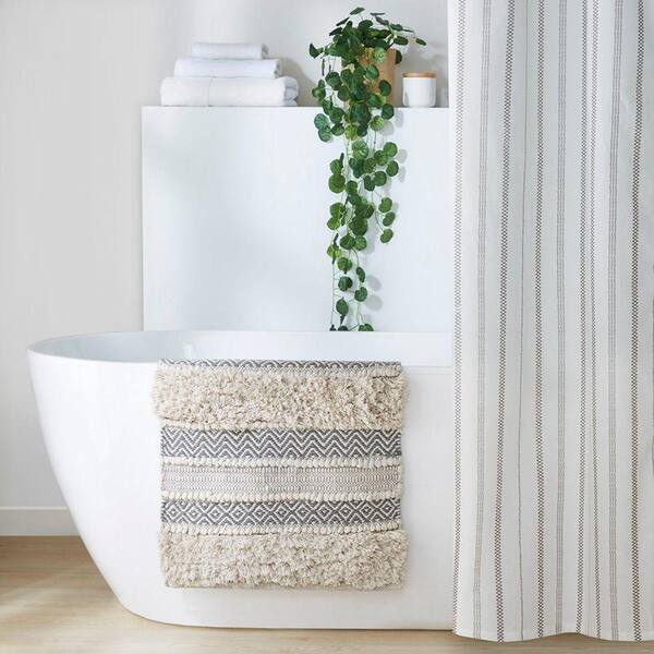 Tileon 20 in. x 32 in. Woven Texture Stripe Cotton Rectangle Bath