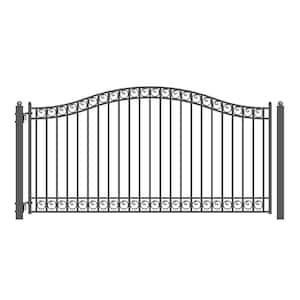 Dublin Style 12 ft. x 6 ft. Black Steel Single Swing Driveway Fence Gate