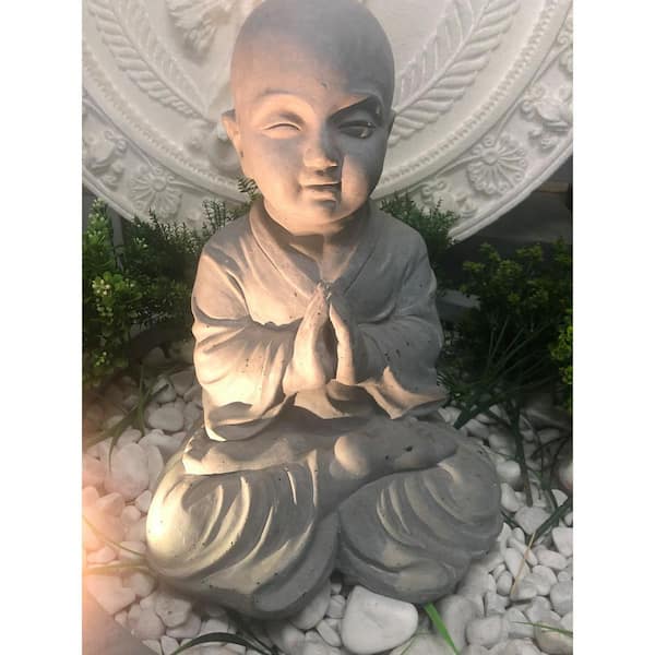 DurX-litecrete 16.5 in. H Lightweight Concrete Sitting Praying Monk Statues