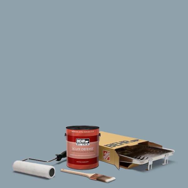 BEHR 1 gal. #N480-4 French Colony Ultra Extra Durable Flat Interior Paint and 5-Piece Wooster Set All-in-One Project Kit