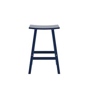 Franklin Navy Blue 29 in. Poly HDPE Fade Resistant Outdoor Patio Saddle Seat Pub Height Bar Stool