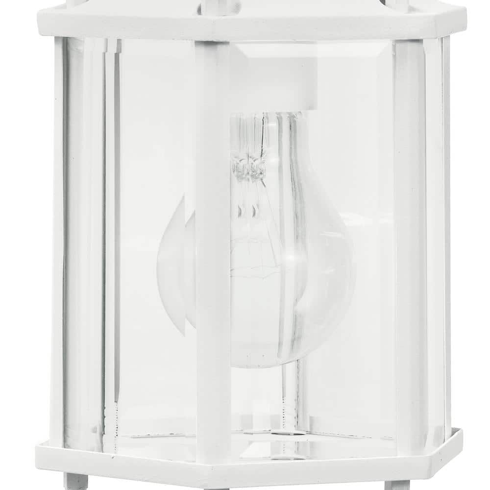 White Traditional Outdoor Wall Lantern with Clear Glass