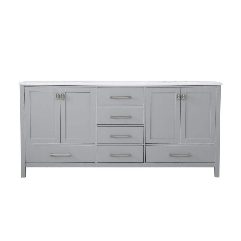 Simply Living 72 in. W x 22 in. D x 34 in. H Bath Vanity in Gray with Calac