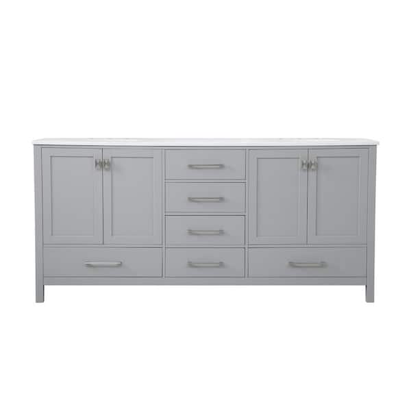 Unbranded Simply Living 72 in. W x 22 in. D x 34 in. H Bath Vanity in Gray with Calacatta White Engineered Marble Top