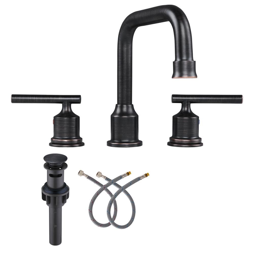 8 in. Widespread 3 Hole Lead-Free Double Handle Bathroom Faucet with Pop-up Drain and Supply Lines in Oil Rubbed Bronze price history on PriceWatchPro