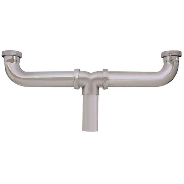 1-1/2 in. x 16 in. Chrome Plated Brass Slip Joint Center Outlet Waste 20 Gauge
